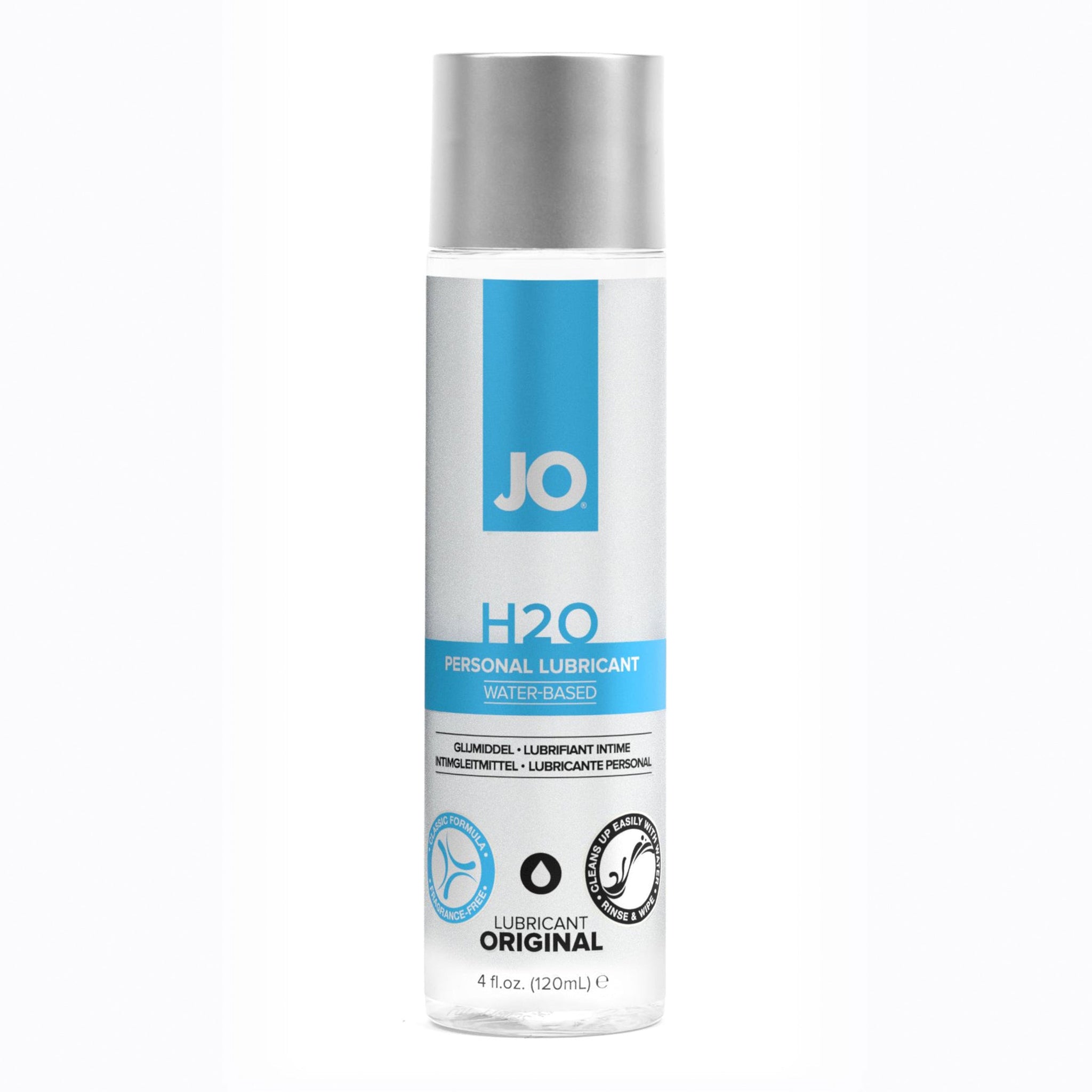 Jo H2O water-based lube 1 oz, silky feel water lubricant, toy safe personal lube, non-staining and easy clean lubricant, soft skin finish lube, Fetish Factory water-based personal lubricant