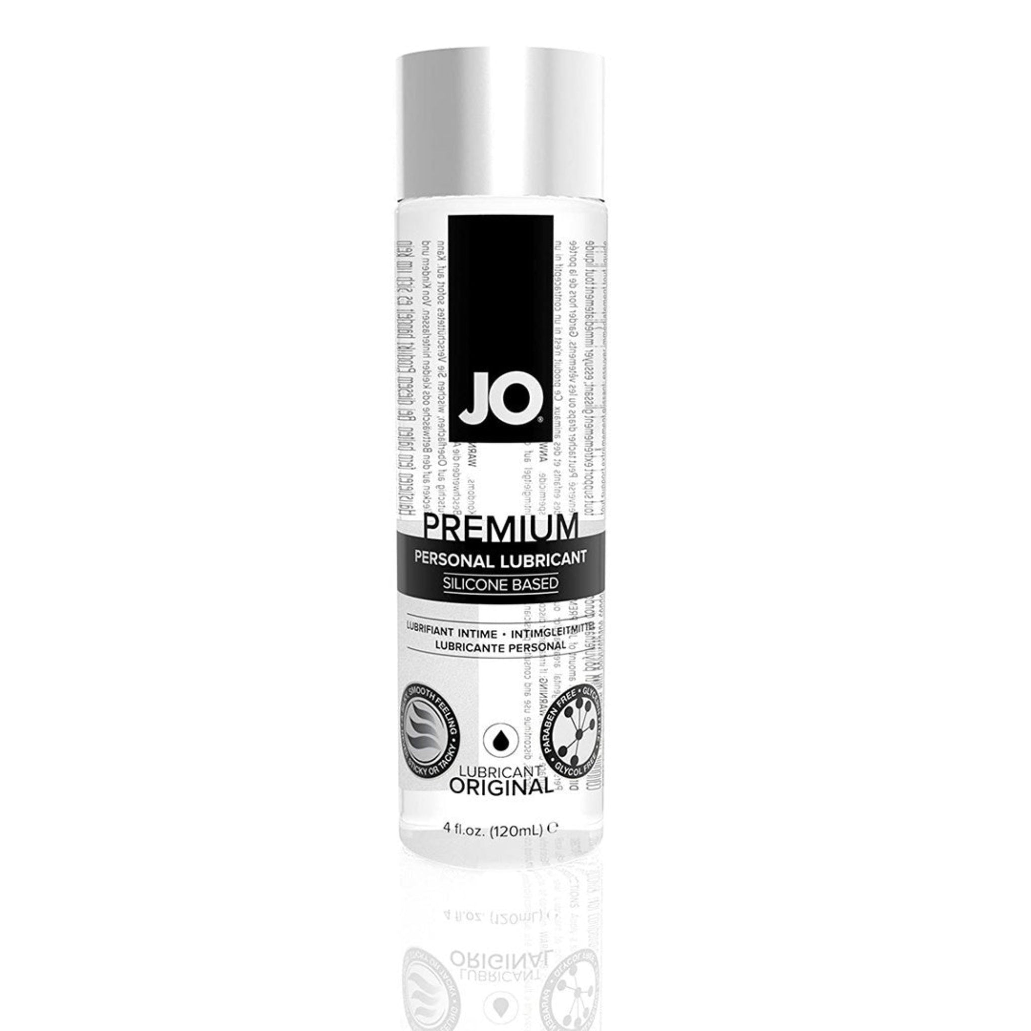 Jo silicone personal lube 4 oz, long-lasting silicone lube, body-safe waterproof lube, latex-compatible personal lubricant, fragrance-free non-sticky lube, Fetish Factory silicone lubricant enriched with vitamin E