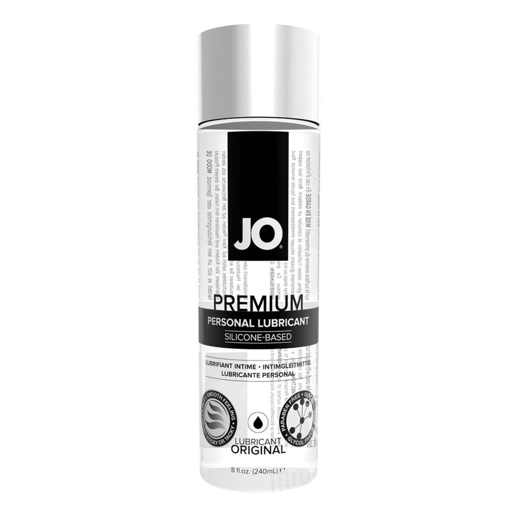 Jo silicone personal lube 4 oz, long-lasting silicone lube, body-safe waterproof lube, latex-compatible personal lubricant, fragrance-free non-sticky lube, Fetish Factory silicone lubricant enriched with vitamin E
