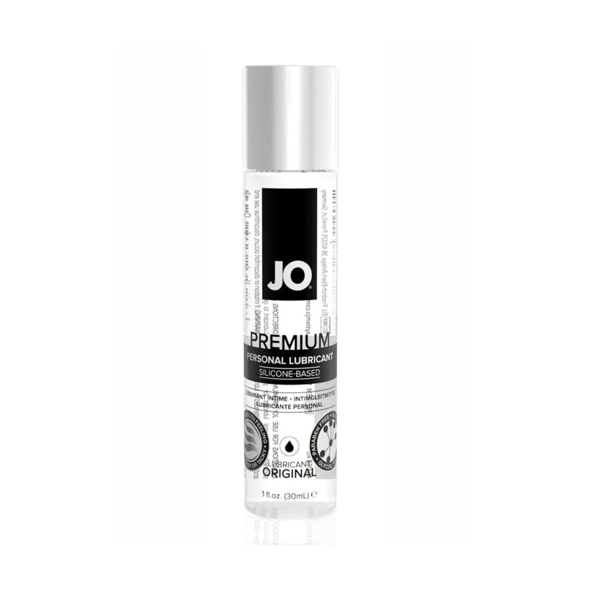 Jo silicone personal lube 4 oz, long-lasting silicone lube, body-safe waterproof lube, latex-compatible personal lubricant, fragrance-free non-sticky lube, Fetish Factory silicone lubricant enriched with vitamin E