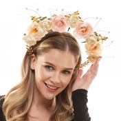 Fairy Pink Roses Halo Gold Headband