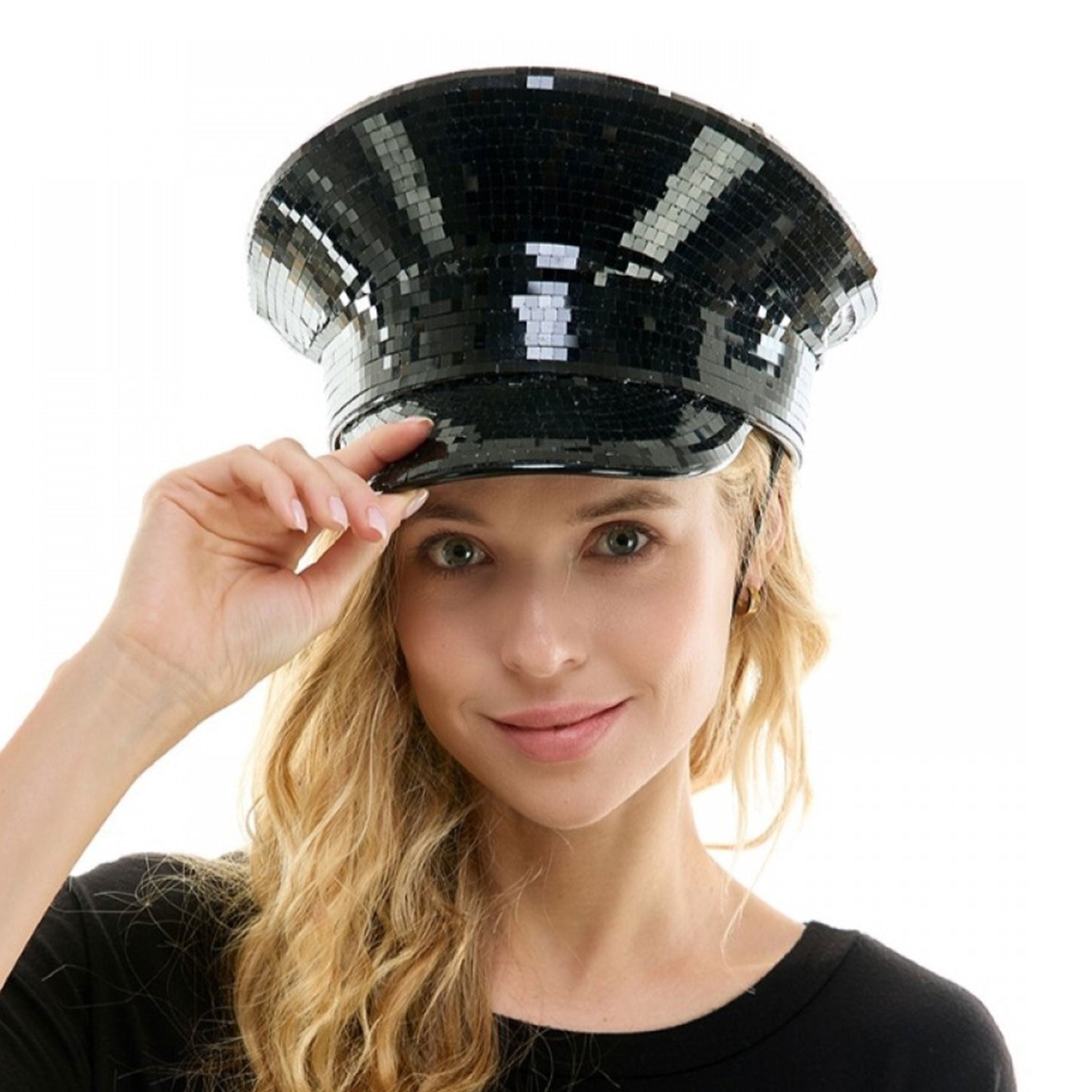 Black Mirror Disco Ball Military Hat