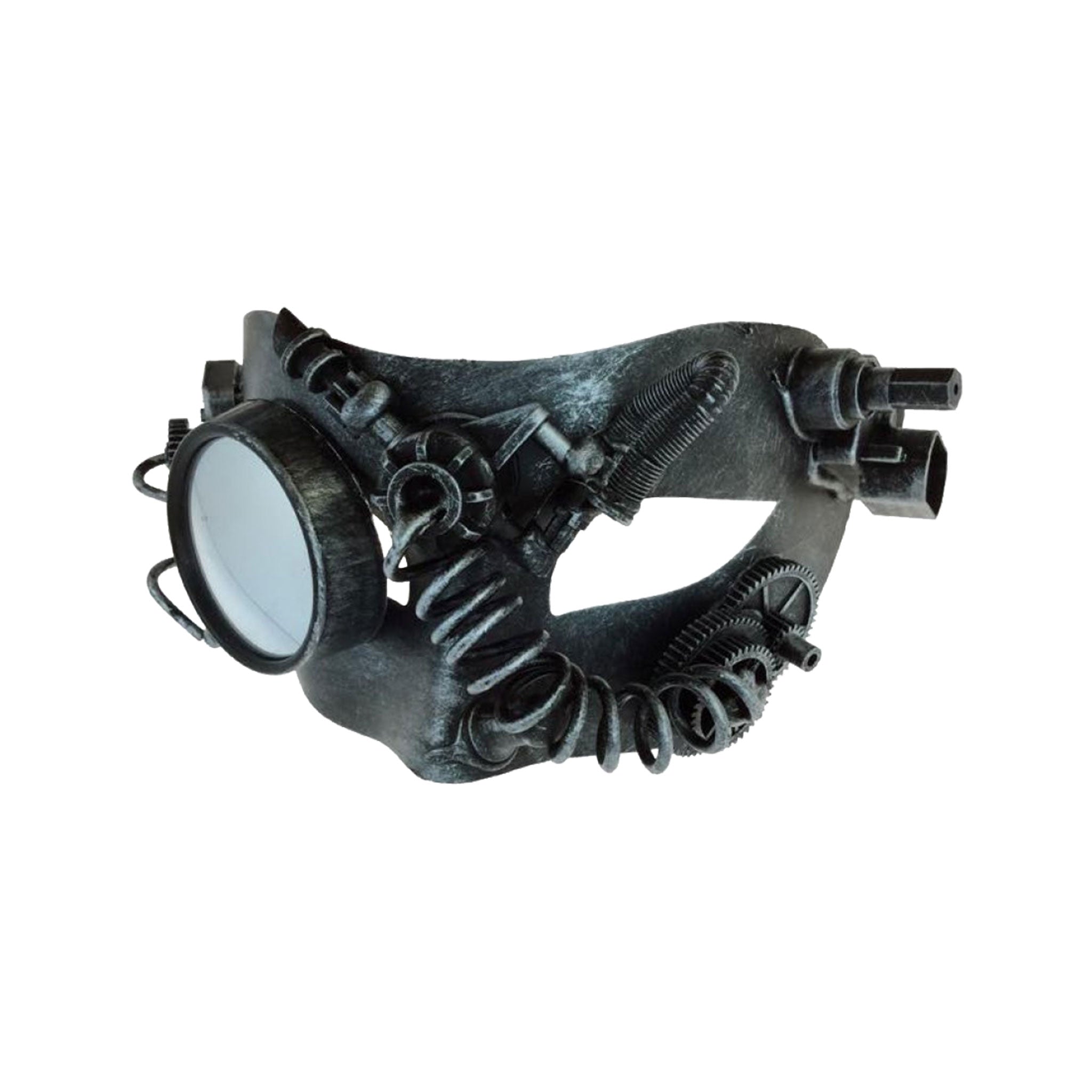 ABS hard plastic face mask half-mask steampunk monocle lens glass phantom opera cyborg costume halloween accessories antique-silver silver black