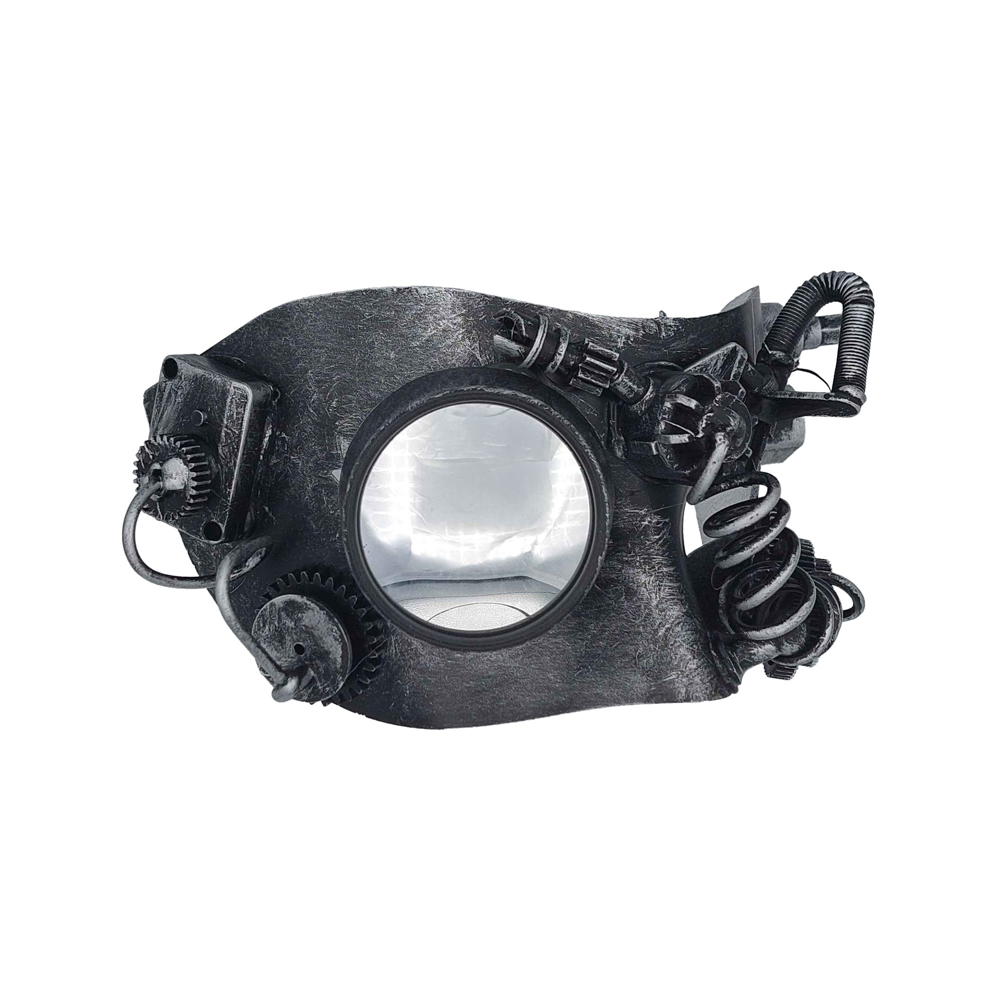 ABS hard plastic face mask half-mask steampunk monocle lens glass phantom opera cyborg costume halloween accessories antique-silver silver black