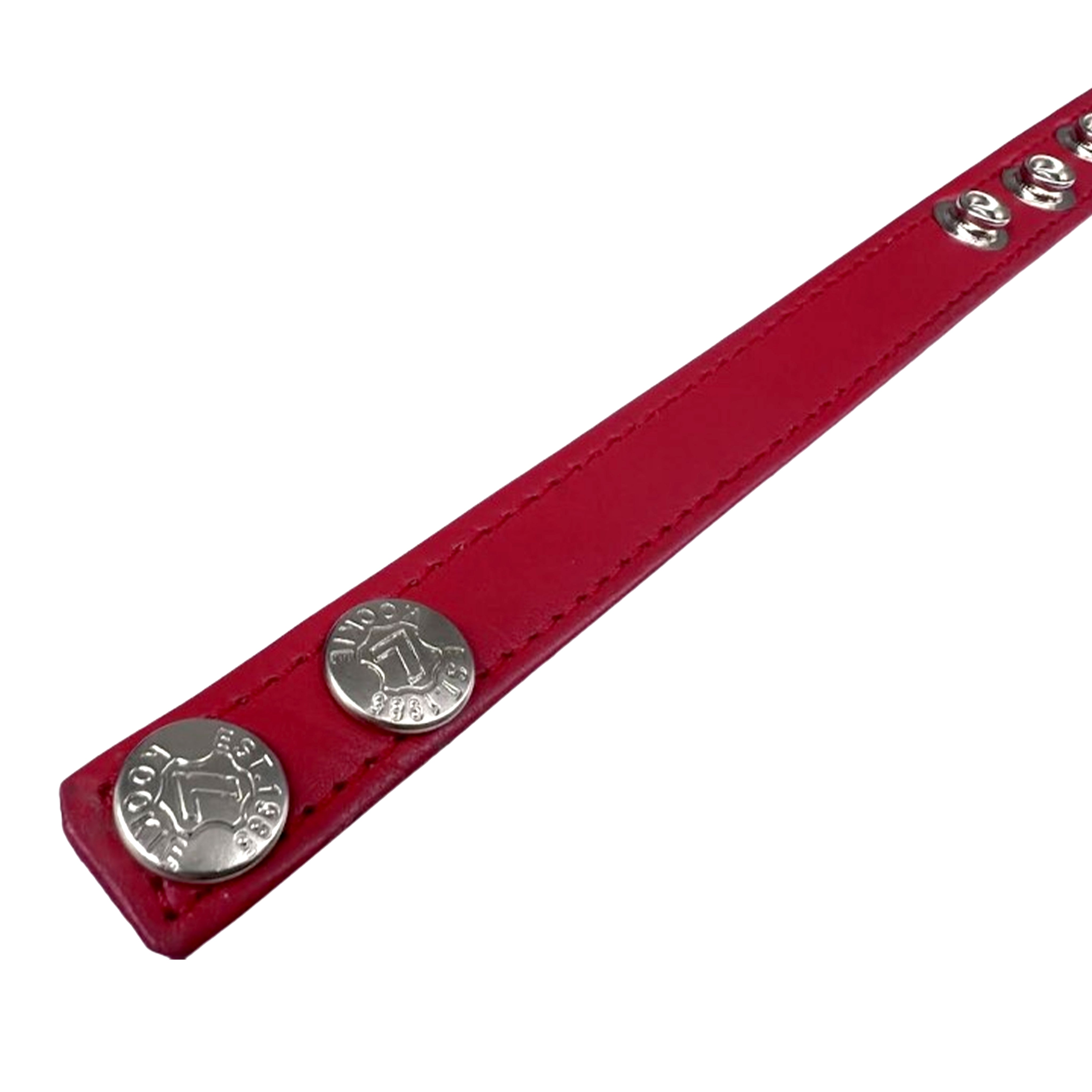 5 Snaps Leather Cock Ring Cuff ADJ RED