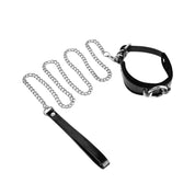 Velvet PVC O-ring Collar with Stainless Leash Black