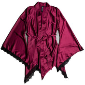 Devil's Lullaby Bell Sleeve Satin Robe With Lace Trim