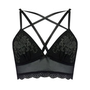 Embroidered Velvet Mesh Pentagram Bralette