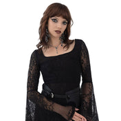 Bell Sleeve Scoop Neck Lace Bodysuit