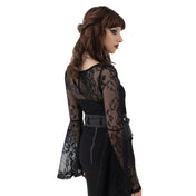 Bell Sleeve Scoop Neck Lace Bodysuit