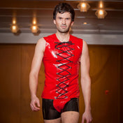 Kaotic Mens Latex Two Tone Shorts - Fetish Factory