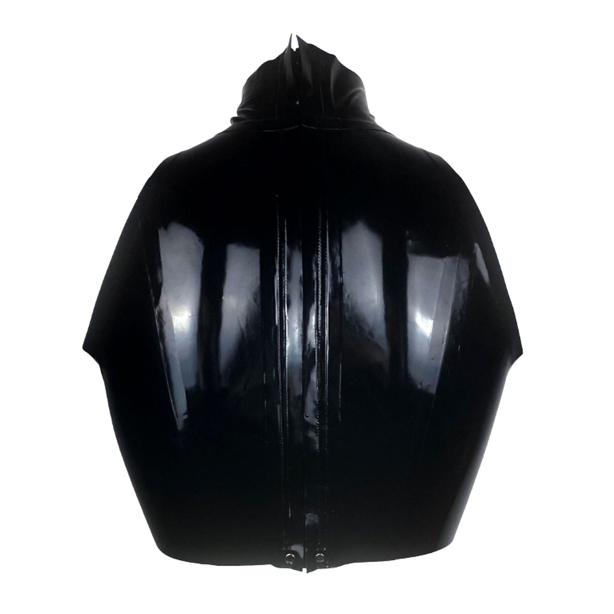 Latex rubber apparel top croptop crop-top blouse sleeveless cold-shoulder turtle-neck turtleneck high-neck back-zip zipper hidden-zip fetish fashion alt-fashion urban street-style punk goth gothic cyber festivalwear clubwear clubbing bondage bdsm bdsm-gear bdsm-fashion kink kinky kinkwear costume cosplay halloween female femme feminine womens black