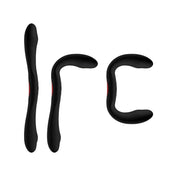 Silicone ABS plastic vibrator vibrating vibration vibe dual-flex flexible bendy bendable bending bends double penetration remote-control kink kinky adult-toys black