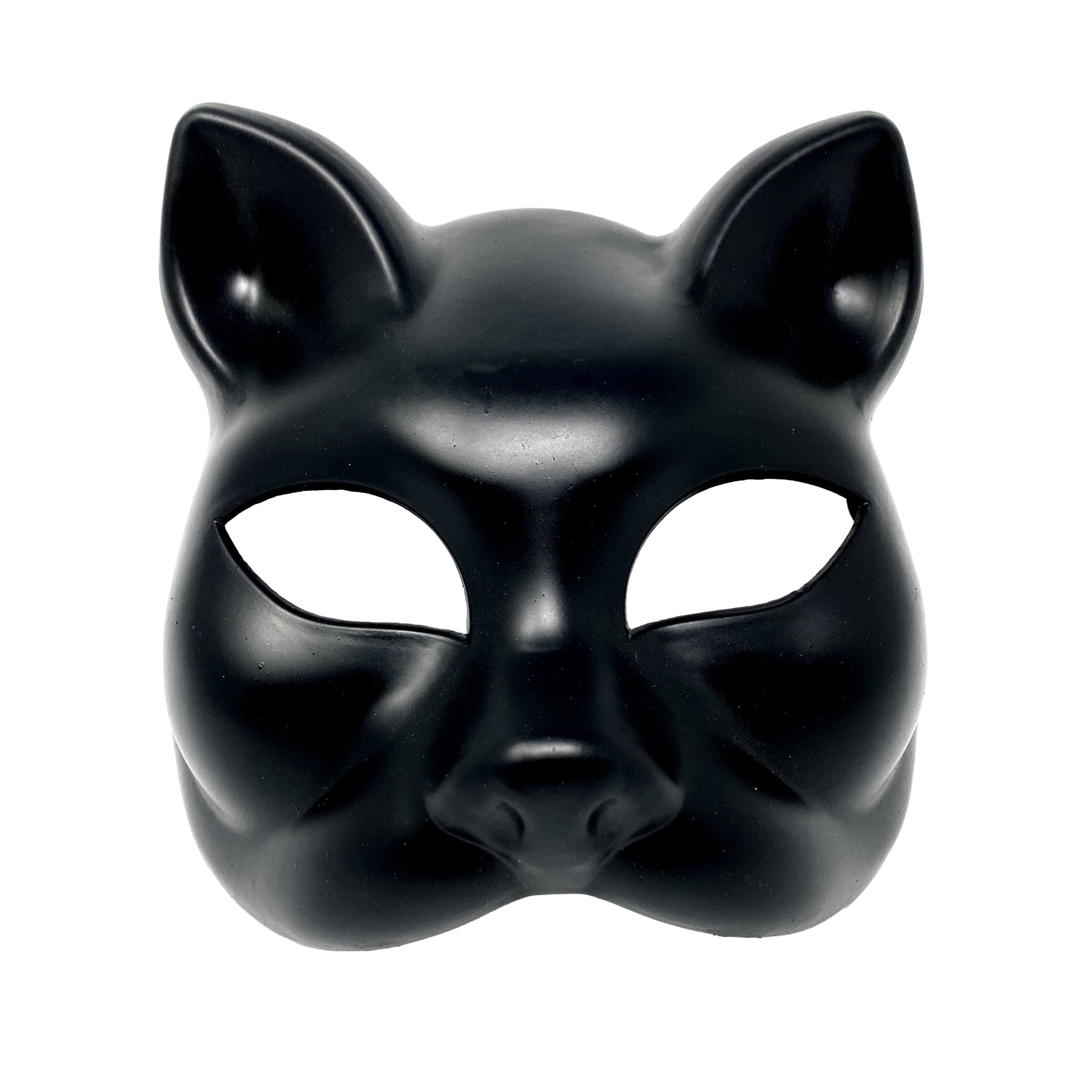 Plastic elastic-band accessories mask venetian-style pull-on comfortable classic mysterious playful lightweight sleek flexible durable molded fetish fashion alt-fashion alternative bedroom dungeon masquerade party kink kinky kinkwear animal pet-play cat kitty kitten costume cosplay halloween spooky unisex black