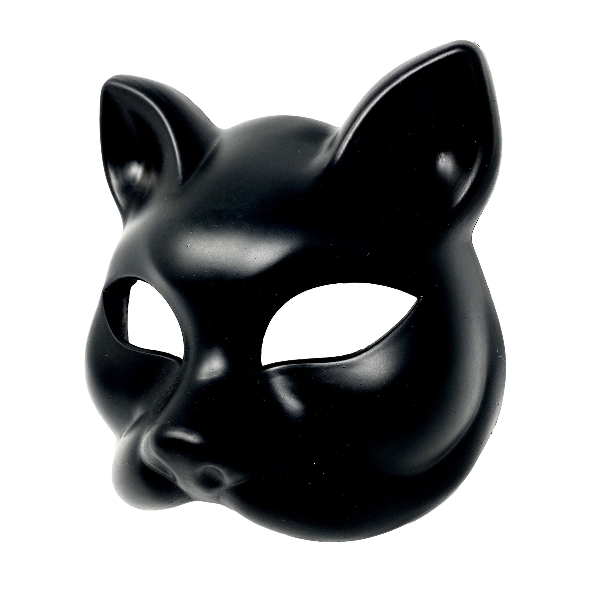 Plastic elastic-band accessories mask venetian-style pull-on comfortable classic mysterious playful lightweight sleek flexible durable molded fetish fashion alt-fashion alternative bedroom dungeon masquerade party kink kinky kinkwear animal pet-play cat kitty kitten costume cosplay halloween spooky unisex black
