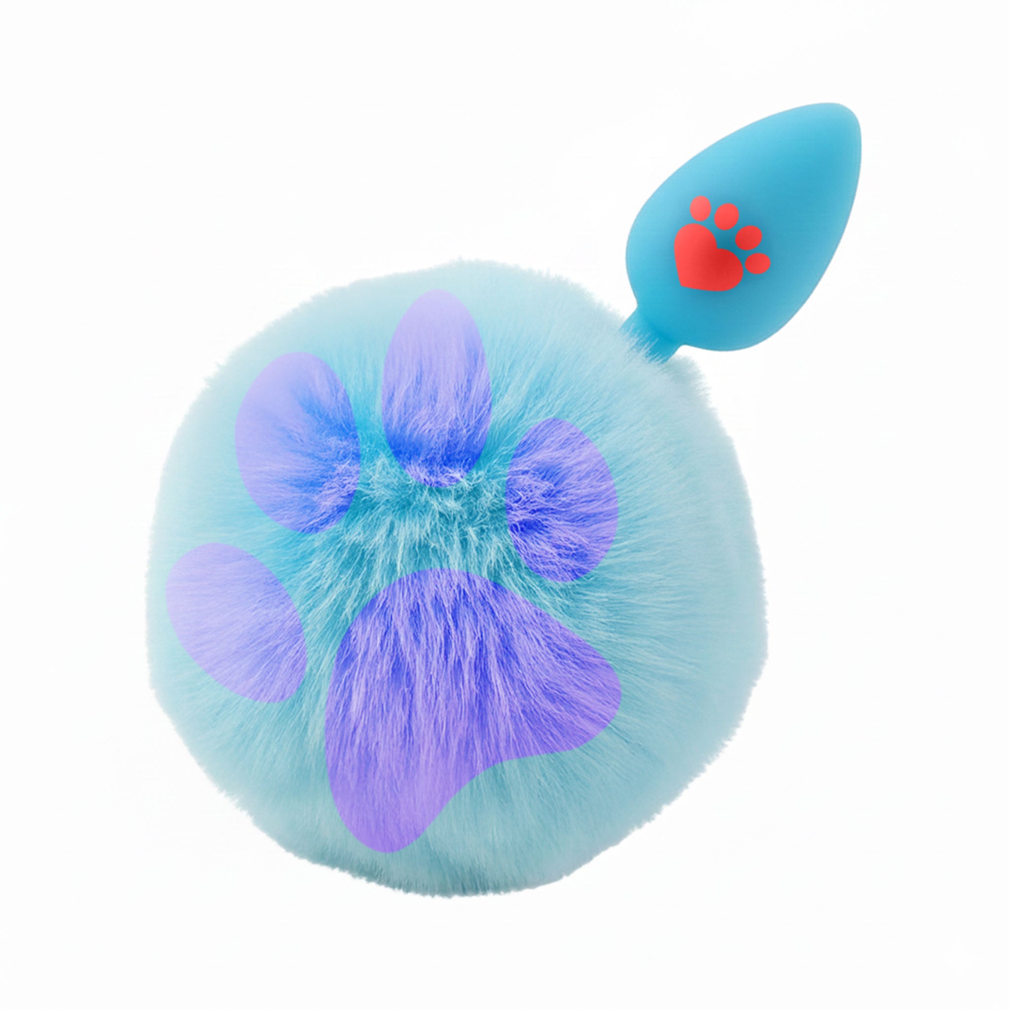 Fur faux-fur silicone silica-gel anal-plug anal butt buttplug nonvibe non-vibe nonvibrating non-vibrating furry pom pawprint paw-print lightweight beginner-friendly tapered ergonomic smooth flexible whimsy whimsical playful mischevious kink kinky kinky-play temp temperature temp-play temperature-play pets pet-play pet-training kitty toe-beans costume cosplay roleplay role-play adult-toys unisex blue small