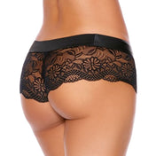 Soft Leather Band Lace Booty Shorts Underwear