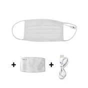 Optical-fiber polyester cotton accessories mask face-mask fabric-mask surgical-mask air-pollution PM2.5 filter LED LED-lights fiberoptic fiber-optic light-up lightup glow-in-the-dark USB-rechargeable adjustable earloops ear-loops luminous fetish fashion alt-fashion cyber cyberpunk cyber-punk punk party rave ravewear festival bondage bdsm bdsm-toys kink kinky kinky-play costume cosplay halloween masquerade unisex white