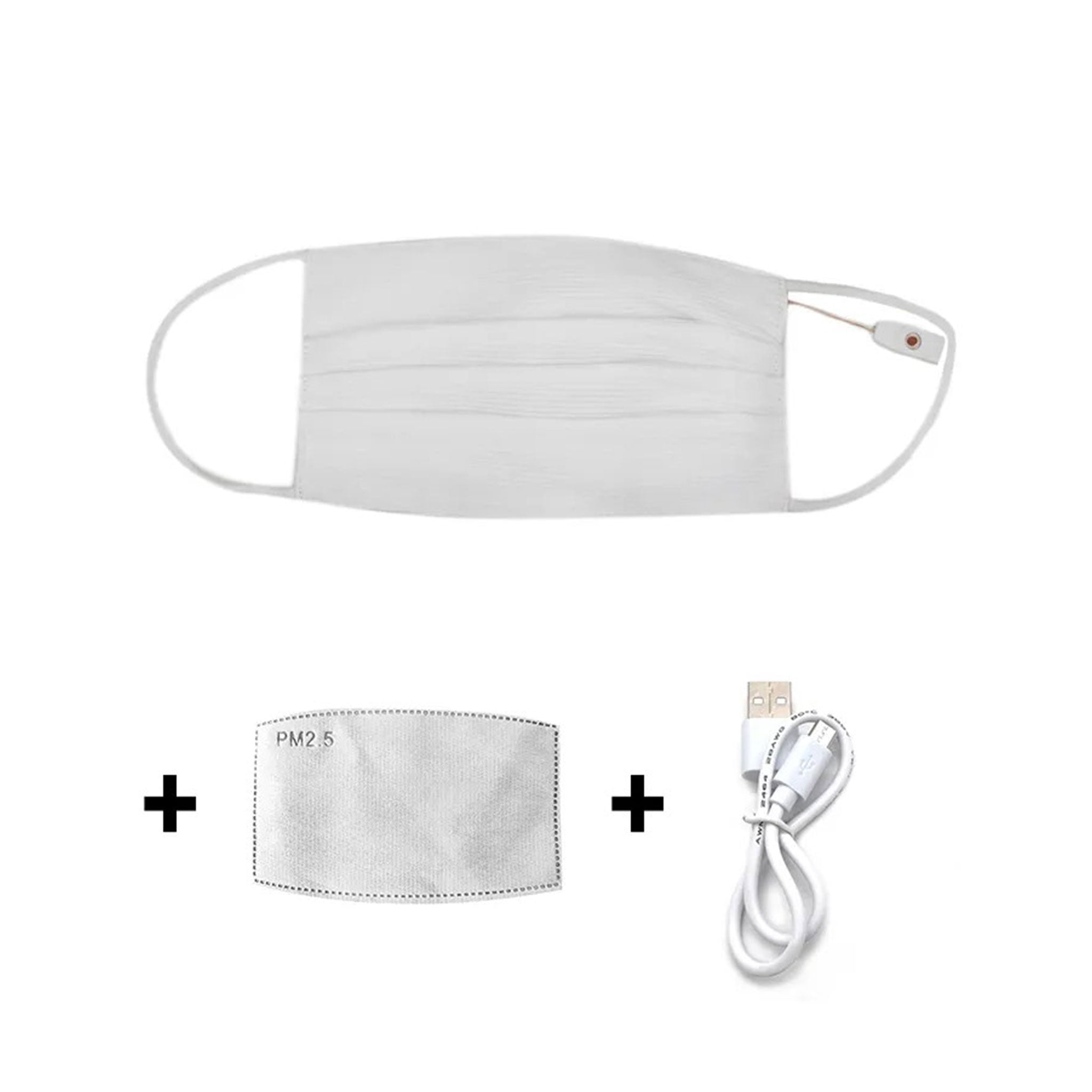 Optical-fiber polyester cotton accessories mask face-mask fabric-mask surgical-mask air-pollution PM2.5 filter LED LED-lights fiberoptic fiber-optic light-up lightup glow-in-the-dark USB-rechargeable adjustable earloops ear-loops luminous fetish fashion alt-fashion cyber cyberpunk cyber-punk punk party rave ravewear festival bondage bdsm bdsm-toys kink kinky kinky-play costume cosplay halloween masquerade unisex white