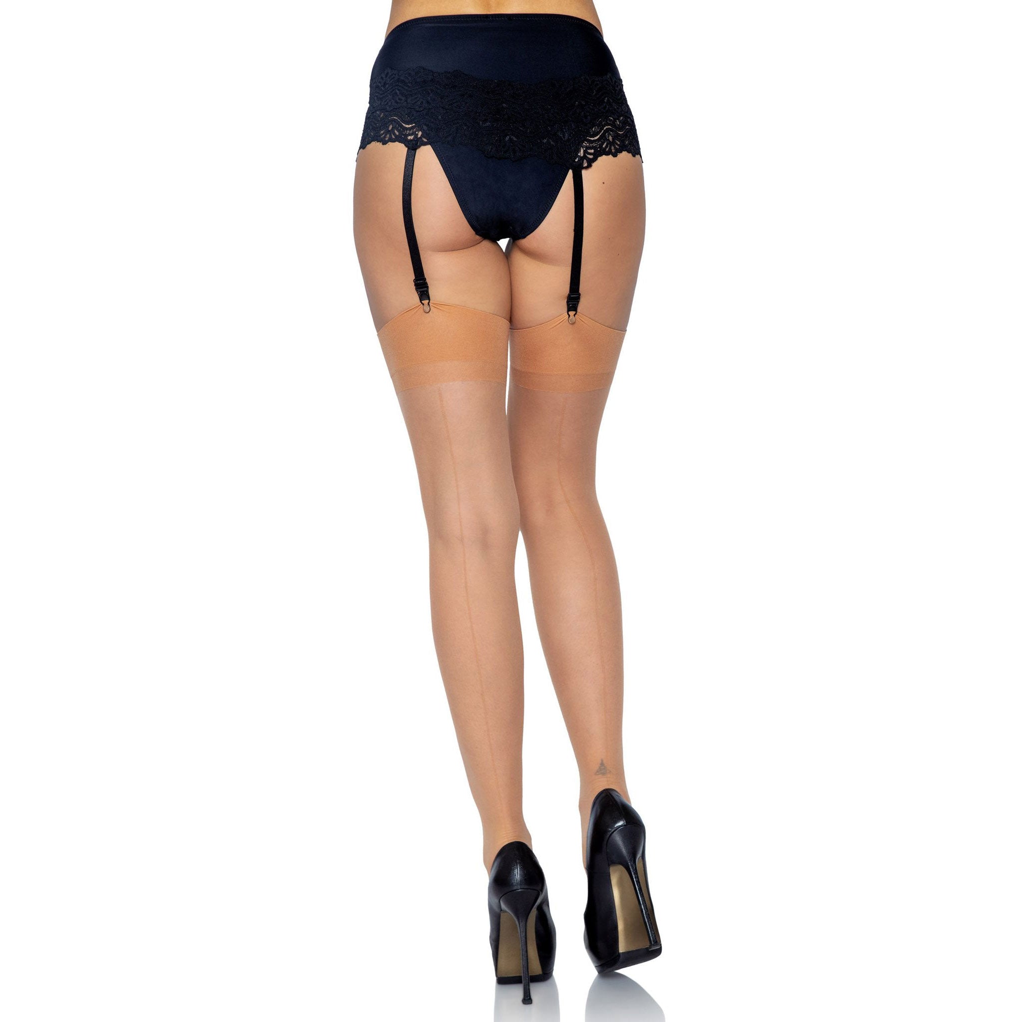 Sheer Thigh Hi Stockings With Back Seam