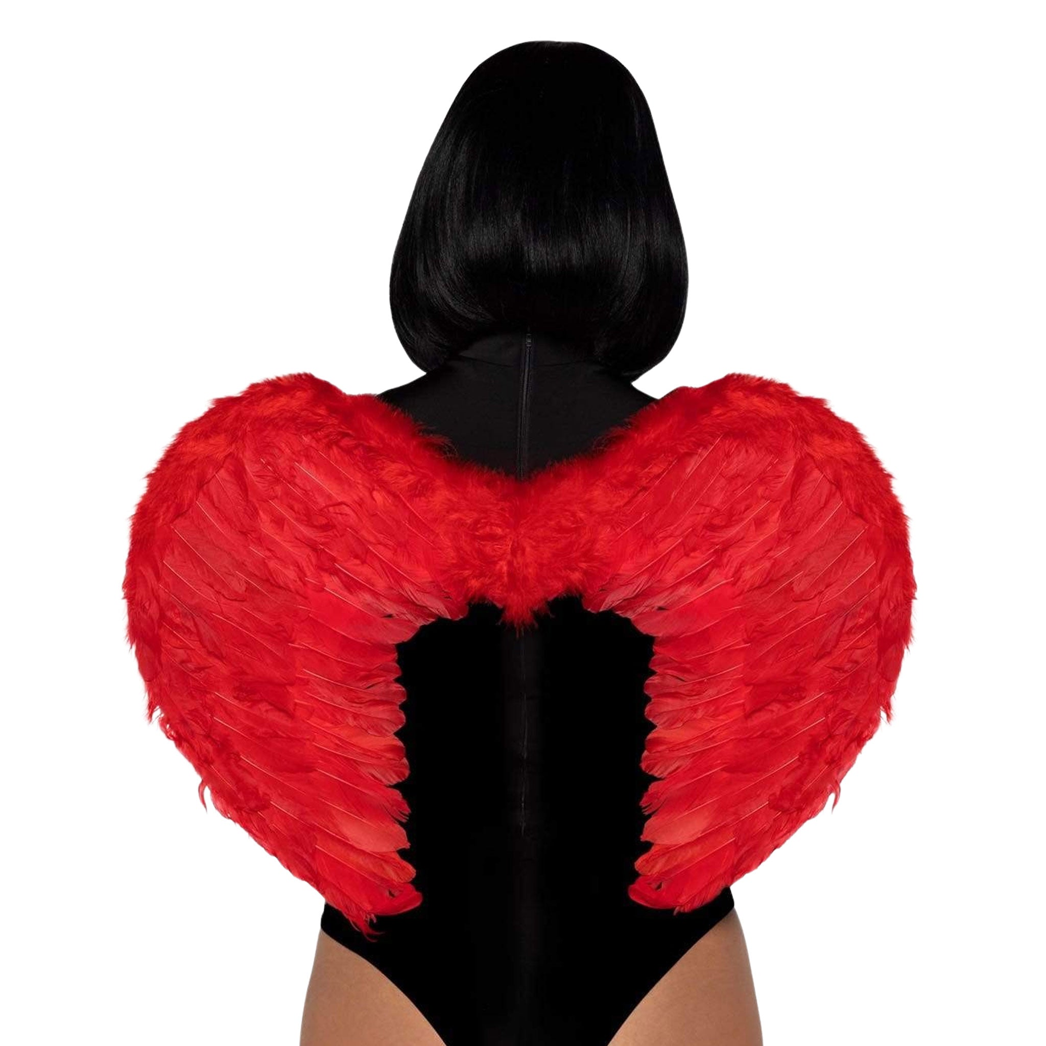 Marabou rooster feather trimmed demon angel wings costume halloween red