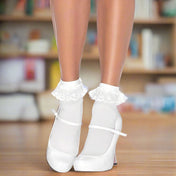 Anklet lace ruffle socks schoolgirl maid costume white