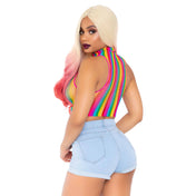 Ranbow Fishnet Crop Top O/S