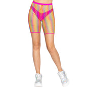 Woven Fishnet Biker Shorts- Rainbow O/S