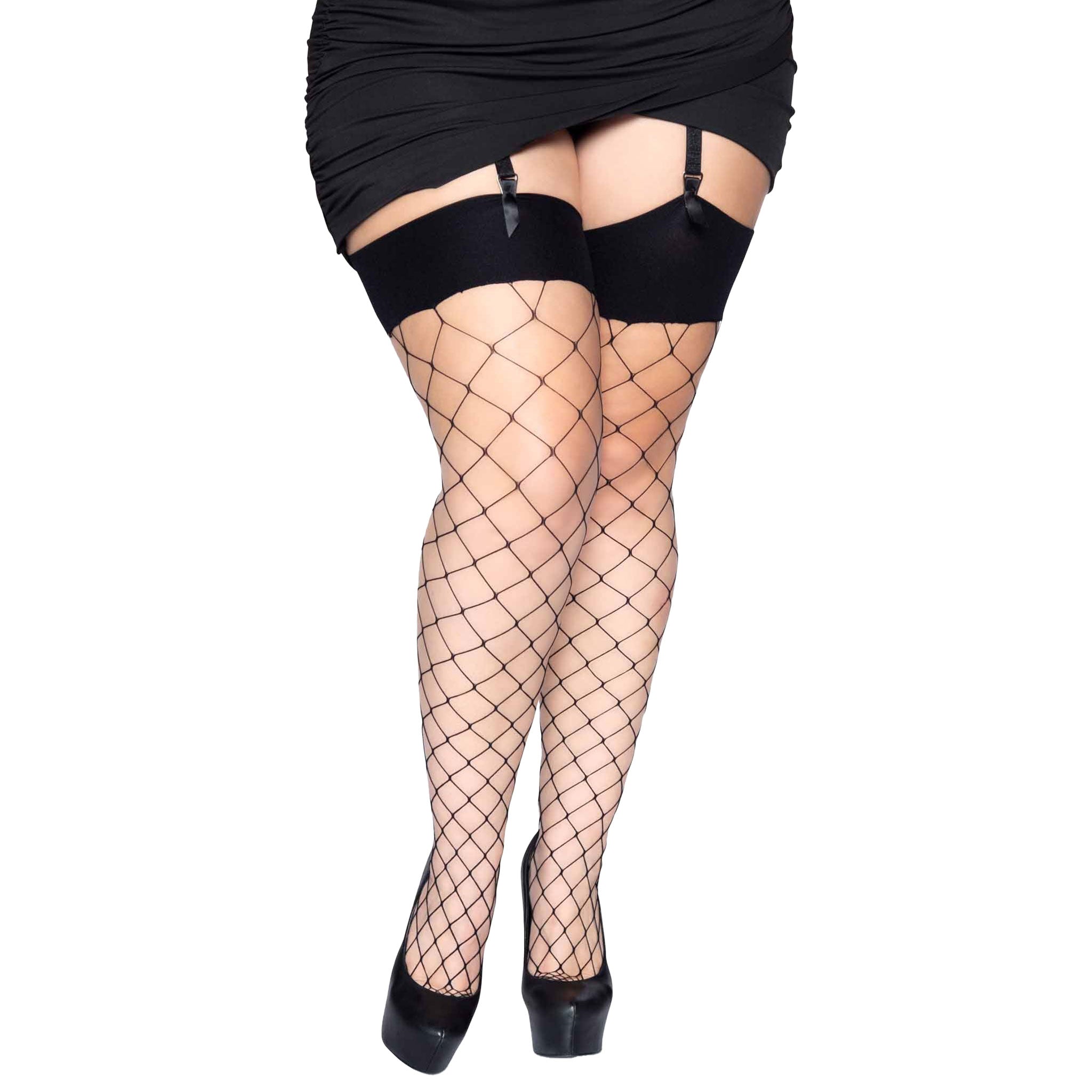 Spandex Fencenet Stockings with Reinforced Toe & Comfort Wide Band