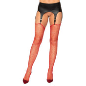 Rhinestone Fishnet Thigh Highs with Unfinished Top