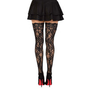 Stay Up Floral Lace Thigh High Stockings Black O/S