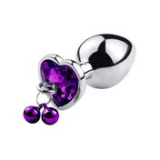 Heart Stainless Butt Plug with Bells Hanging Jewels - M