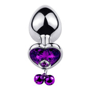 Heart Stainless Butt Plug with Bells Hanging Jewels - M