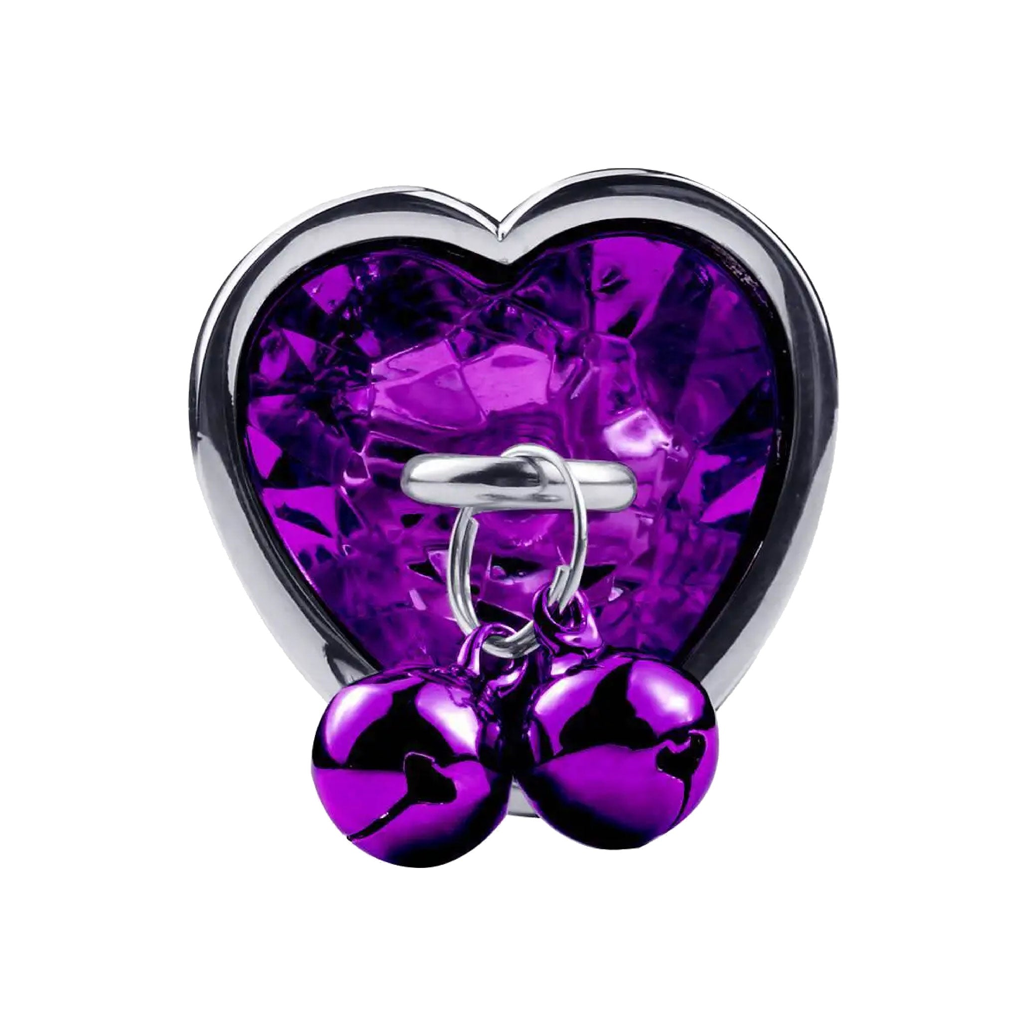 Heart Stainless Butt Plug with Bells Hanging Jewels - M