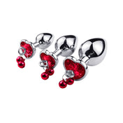 Heart Stainless Butt Plug with Bells Hanging Jewels - M