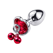 Heart Stainless Butt Plug with Bells Hanging Jewels - M