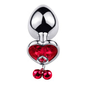 Heart Stainless Butt Plug with Bells Hanging Jewels - M