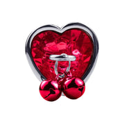 Heart Stainless Butt Plug with Bells Hanging Jewels - M