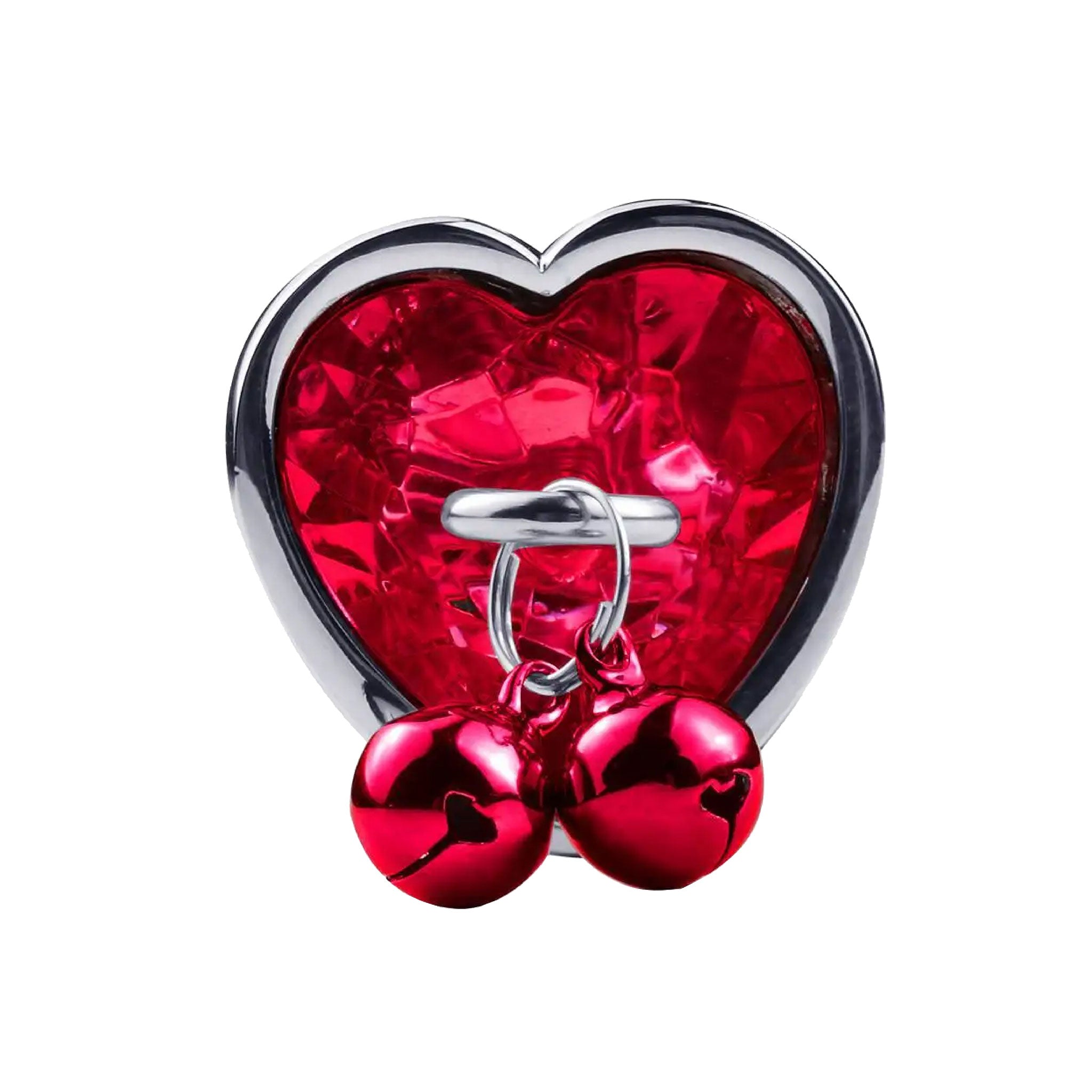 Heart Stainless Butt Plug with Bells Hanging Jewels - M