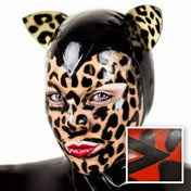 Animal Print Latex Heart Face Hood with Kitty Ears