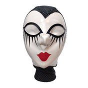 Pyramid Textured Latex Hood White Face Closed Kiss Lips Under Lashes- Black S