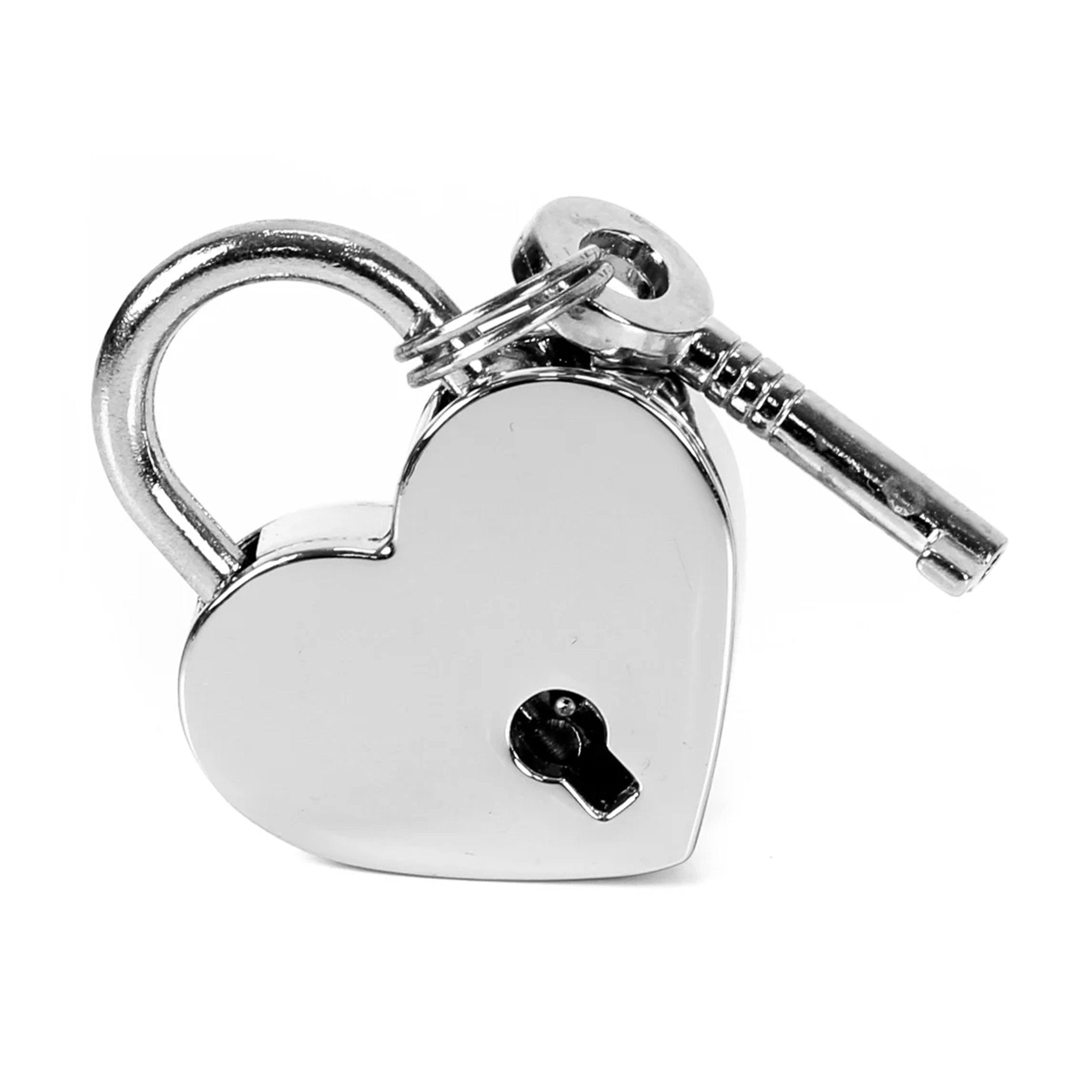 Metallic lock iconic matching keys bondage bdsm accessories jewelry kinky must-have chokers iconic heart silver