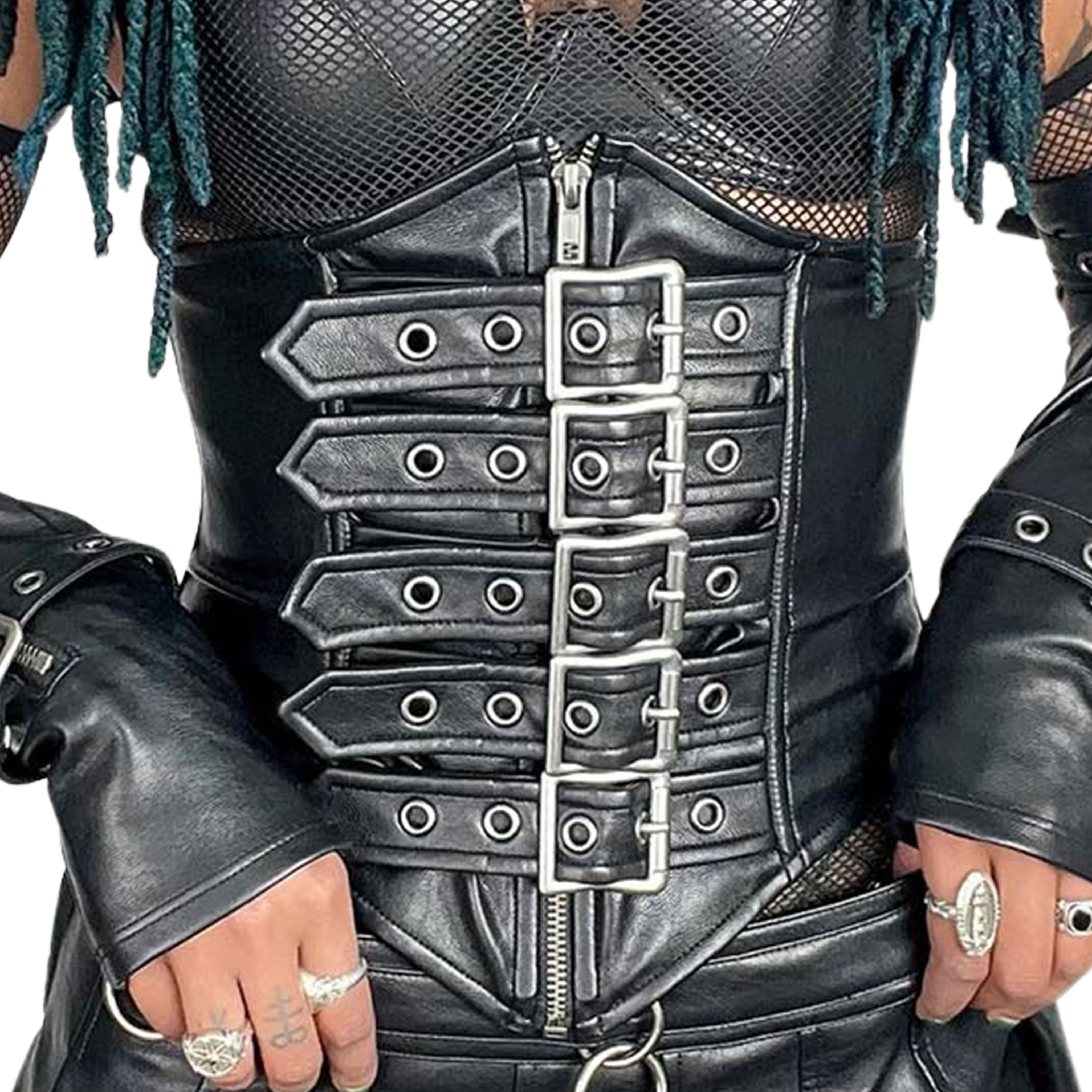 Vegan Leather 5 Buckle Waist Cincher