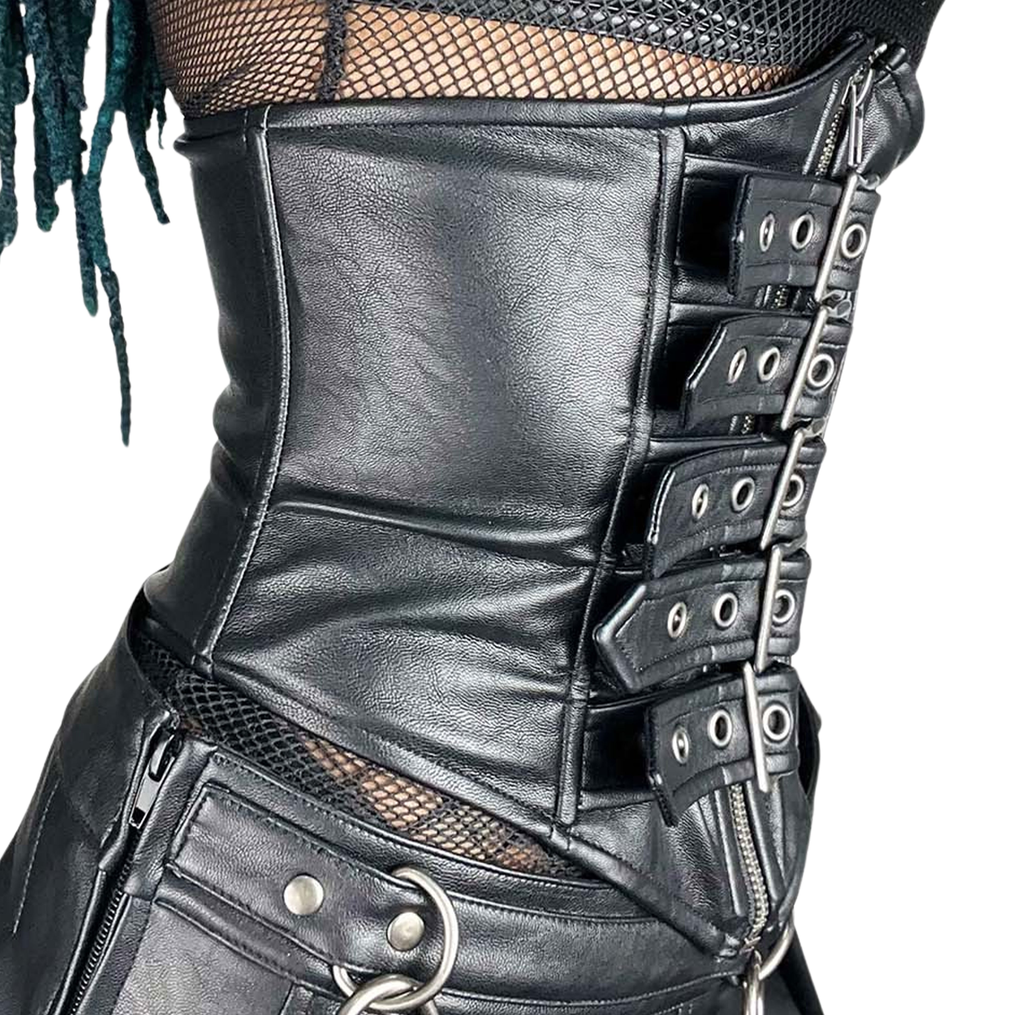 Vegan Leather 5 Buckle Waist Cincher