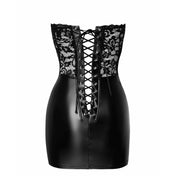 Wetlook power-wetlook lace polyester elastane polyamide nylon sheer transparent dress mini-dress minidress skirt miniskirt mini-skirt corset sleeveless strapless lace-up laceup corset-back nylon-cording shiny elegant comfortable adjustable modern confident dramatic daring fashion alt-fashion female femme feminine womens black
