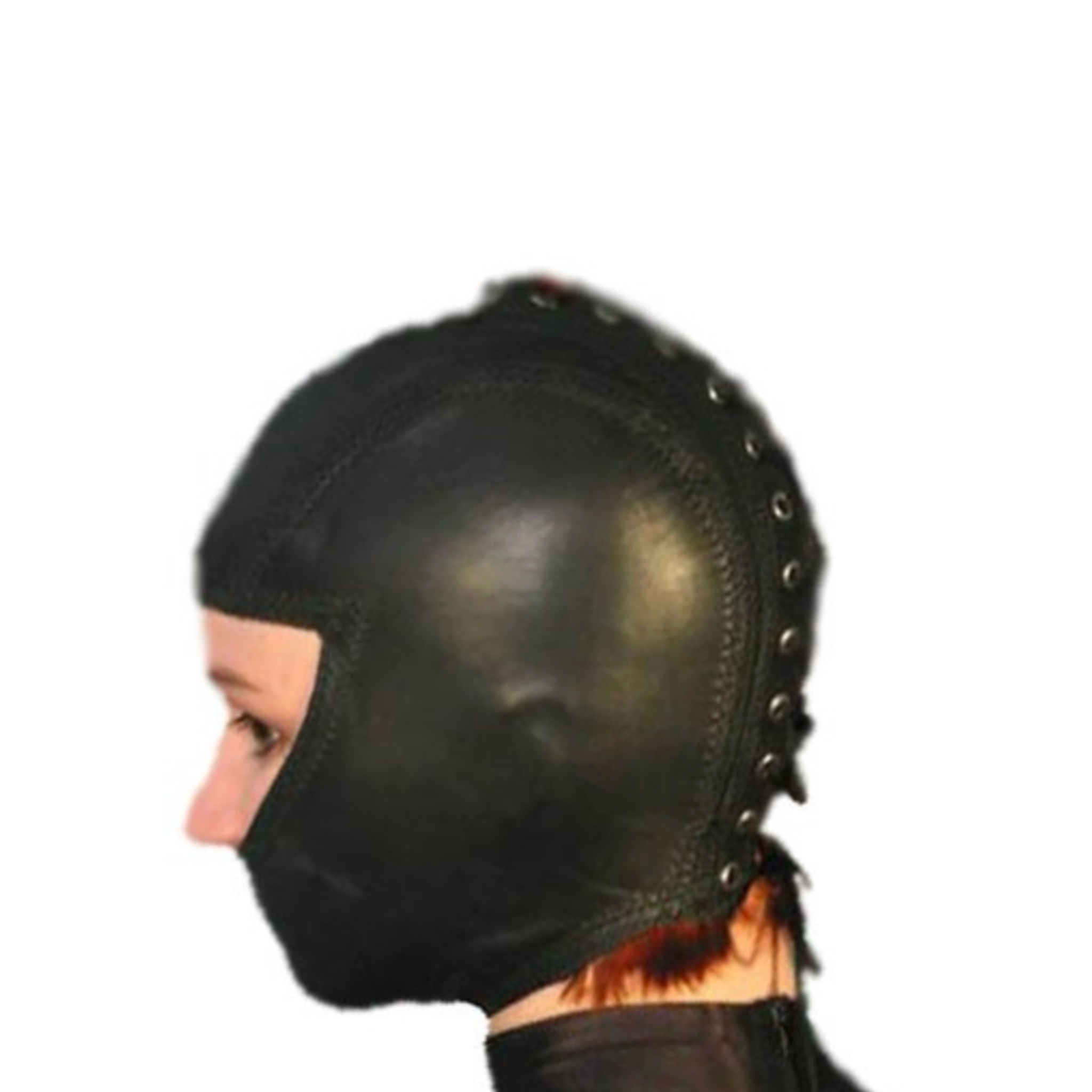 lace back vinyl hood open eye nose matte bdsm sensory deprivation fetish hood pvc
