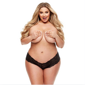 Black Lace Boyshorts with remote-controlled panty vibe, offering 10 vibration modes for discreet pleasure.
