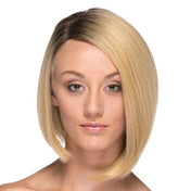 Synthetic synthetic-fiber heat-friendly accessories wig costume-wig lace-front bob bob-cut bob-wig short-wig c-part asymmetrical sultry smooth collected fetish fashion alt-fashion rave ravewear dancewear festivalwear bedroom clubwear costume cosplay halloween drag drag-queen unisex blonde brown gradient ombre
