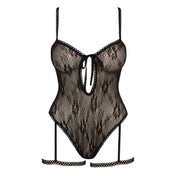 Nylon Spandex sheer semi-transparent seethru see-thru see-through lace floral-lace apparel intimates lingerie one-piece onesie bodysuit teddy scalloped-trim tie-front keyhole strappy back back-straps crossover cross-over stretchy breathable sexy fetish fashion alt-fashion bedroom dancewear ravewear raver-babe festivalwear costume cosplay halloween sexy-rebel lacy-queen lacey-queen female femme feminine womens black