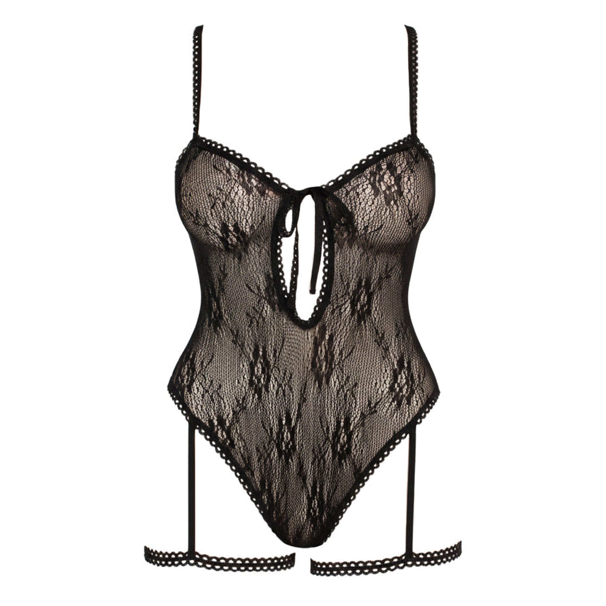 Nylon Spandex sheer semi-transparent seethru see-thru see-through lace floral-lace apparel intimates lingerie one-piece onesie bodysuit teddy scalloped-trim tie-front keyhole strappy back back-straps crossover cross-over stretchy breathable sexy fetish fashion alt-fashion bedroom dancewear ravewear raver-babe festivalwear costume cosplay halloween sexy-rebel lacy-queen lacey-queen female femme feminine womens black